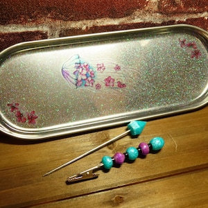Jellyfish Sparkles Rainbow Holographic Rolling Tray with Teal and Purple Clip and Poker
