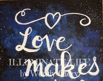 Love Makes a Family Art Print, adoption art, positive art, inspirational, galaxy art