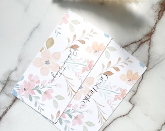 Floral Dashboards A7 A6 A5 | Custom Text | Personalized Dashboards | Fits Zippered Envelopes | Budgeting | Envelope Insert