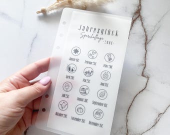 Savings Challenge Frosty Transparent Design | Annual Happiness | Save Money with Fun | Envelope Method for Beginners | Savings Challenge | Budget | A6