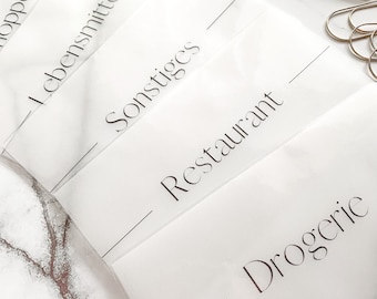Dashboards personalized frosty transparent | laminated | minimalist | A6 A7 | custom text | zippered envelopes | envelope method