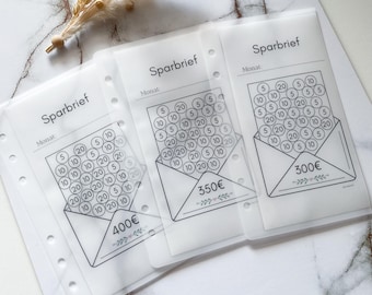 Savings challenge | Transparent envelope with frosted design | Money saving challenge | Cash stuffing | Budgeting | Reaching savings goals | Savings games