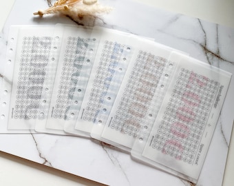 May include: Four clear plastic sheets with a grid of 100 circles, each containing a number. The sheets are labeled "Square Challenge" and "Squares 2.000".