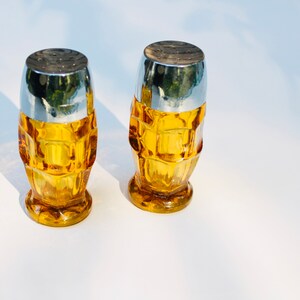 Vintage Amber Glass Libbey Ashburton Salt & Pepper Shakers
