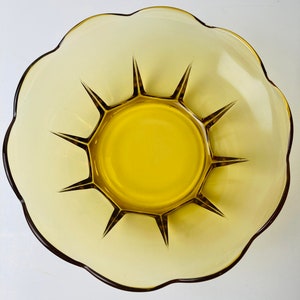 Vintage Anchor Hocking Amber Glass Floral Bowl/Sunflower Bowl/Trinket Dish/Candy Dish/Jewelry Dish/ Fruit Bowl