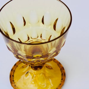 Vintage Indiana Thumbprint Pattern Amber Glass Pedestal Bowl/ Vase/ Candle Holder/Candy Dish
