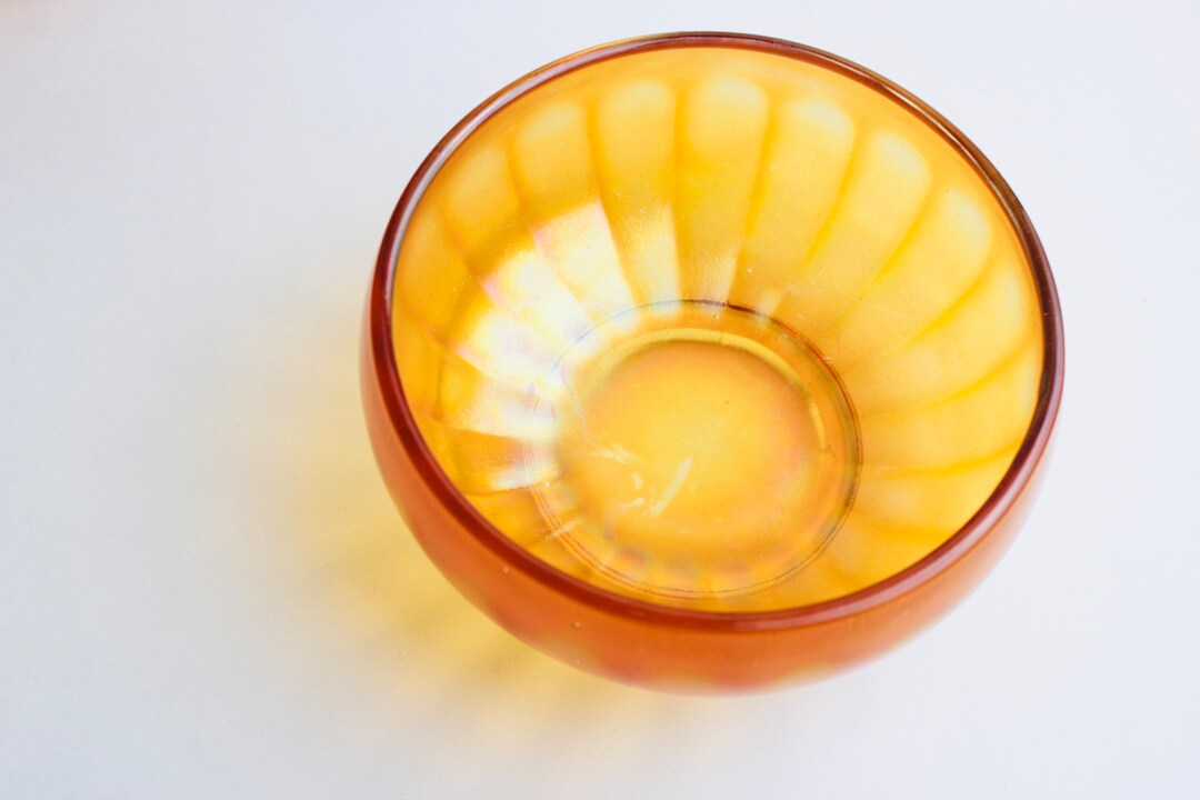Iridescent Orange Depression Glass Bowl/ Fruit Bowl/ Planter Etsy