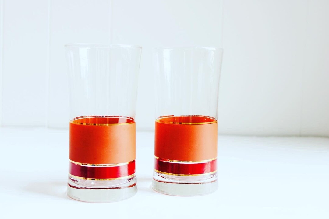 Mid Century Orange & Red Denby Tumblers/ Set of Two - Etsy