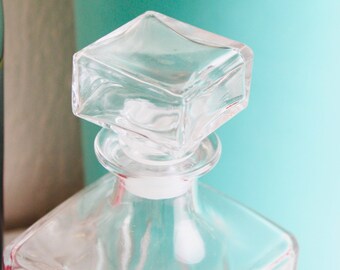 Clear Glass Decanter/Vintage Barware/Made in Italy