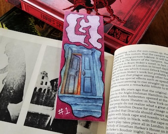 Bookmark illustrated with watercolor and ink based on horror book about a haunted house that gave me goosebumps