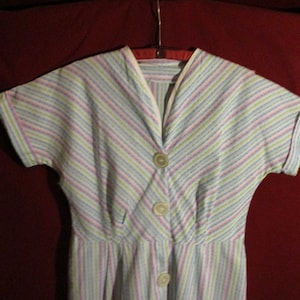Bright Fun 1950's Striped Cotton Summer Day Dress image 1
