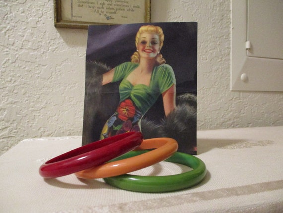 Vintage circa 1940s Trio of Bakelite Bangles - image 1