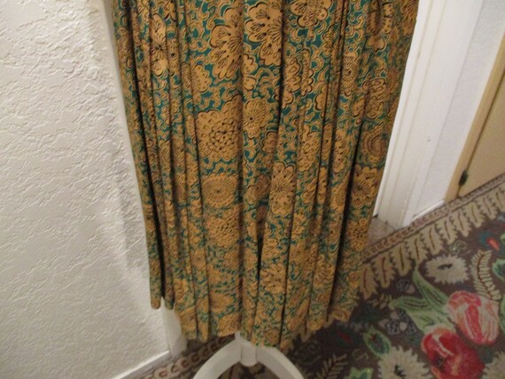 1940's Rayon  Dress with Gold Floral Green and Bl… - image 7