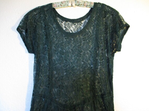 1990's Does 1930's Forest Green Lace Maxi Dress