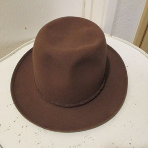 1940s/50s STETSON Royal Deluxe Fedora Chocolate Brown Fur Felt Men's Hat - Size 7-1/4  Please view additional photos