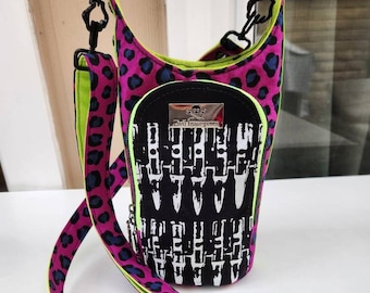 Bullets & leopard punk rock water bottle bag