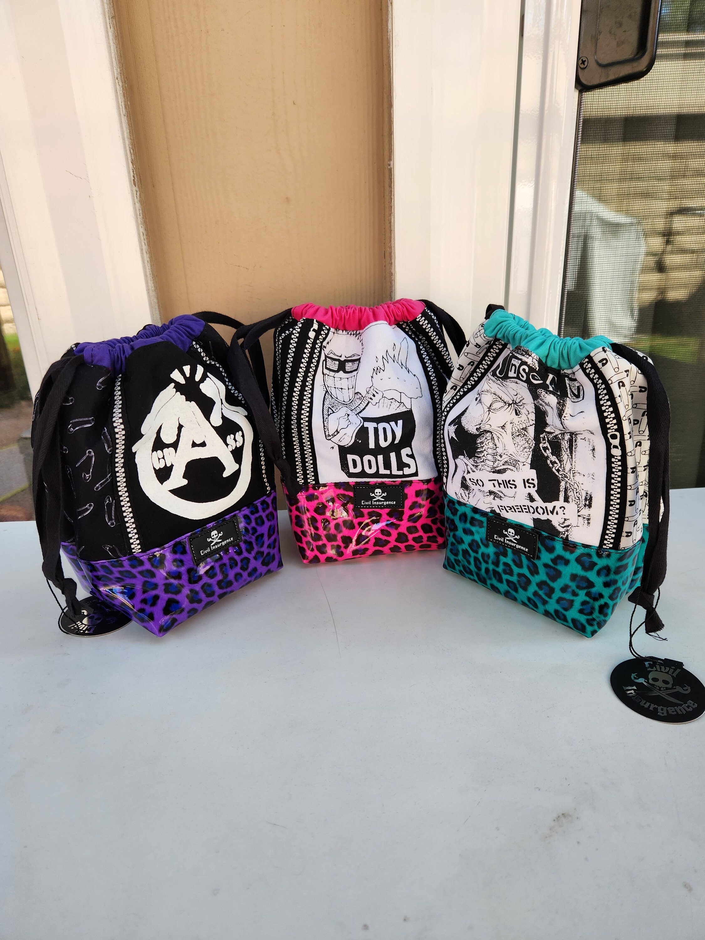 Punk rock drawstring pouch bag | Crass | Toy Dolls | The Unseen
