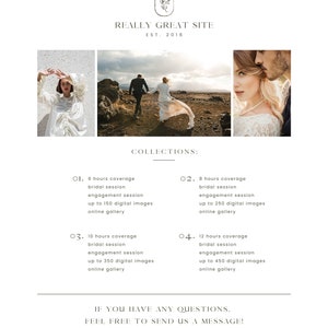 Wedding Photography Pricing Template - Digital Download, Instant Download, Customizable