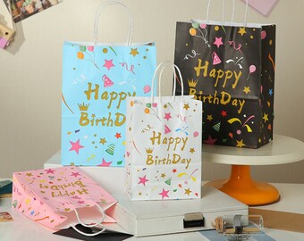 12PCS Gift Wrap Kraft Paper Bags Party Favor Shopping Bags Christmas Baby Bridal Shower Wedding Boy Girl Birthday Goodie Candy Small Bags