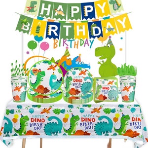 Dinosauro Stoviglie per feste Forniture di compleanno Piatti Tovaglioli Tovaglie Scatole di caramelle Decorazioni Stoviglie usa e getta Ragazzi Bambini Tirannosauro