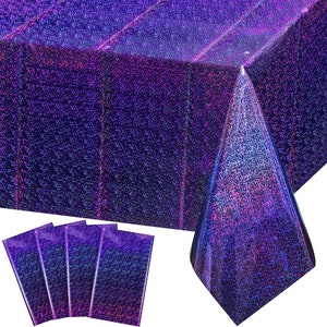 Nappes en plastique irisées brillantes jetables laser Rectangle couvre-tables feuille holographique décoration de fête anniversaire mariée mariage Noël