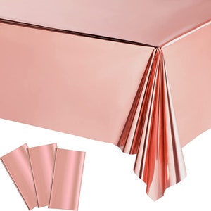 Tovaglia rettangolare in lamina d'oro rosa Tovaglia monouso Tovaglia impermeabile in plastica lucida per fidanzamento anniversario di matrimonio