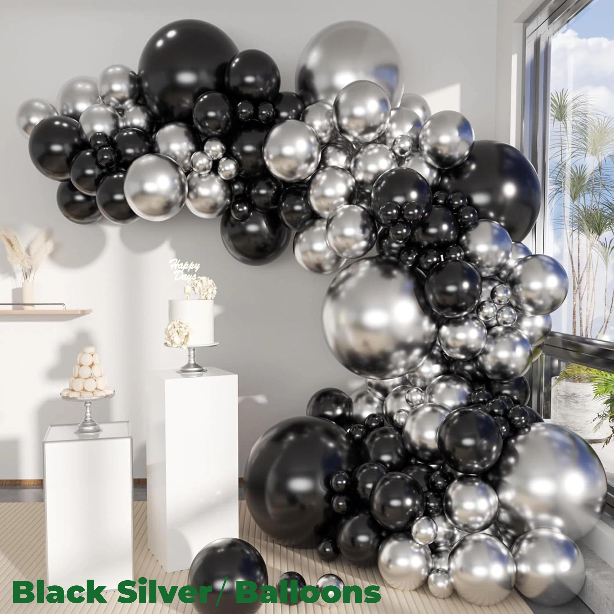 Decorazioni per feste di compleanno in nero e argento per adulti