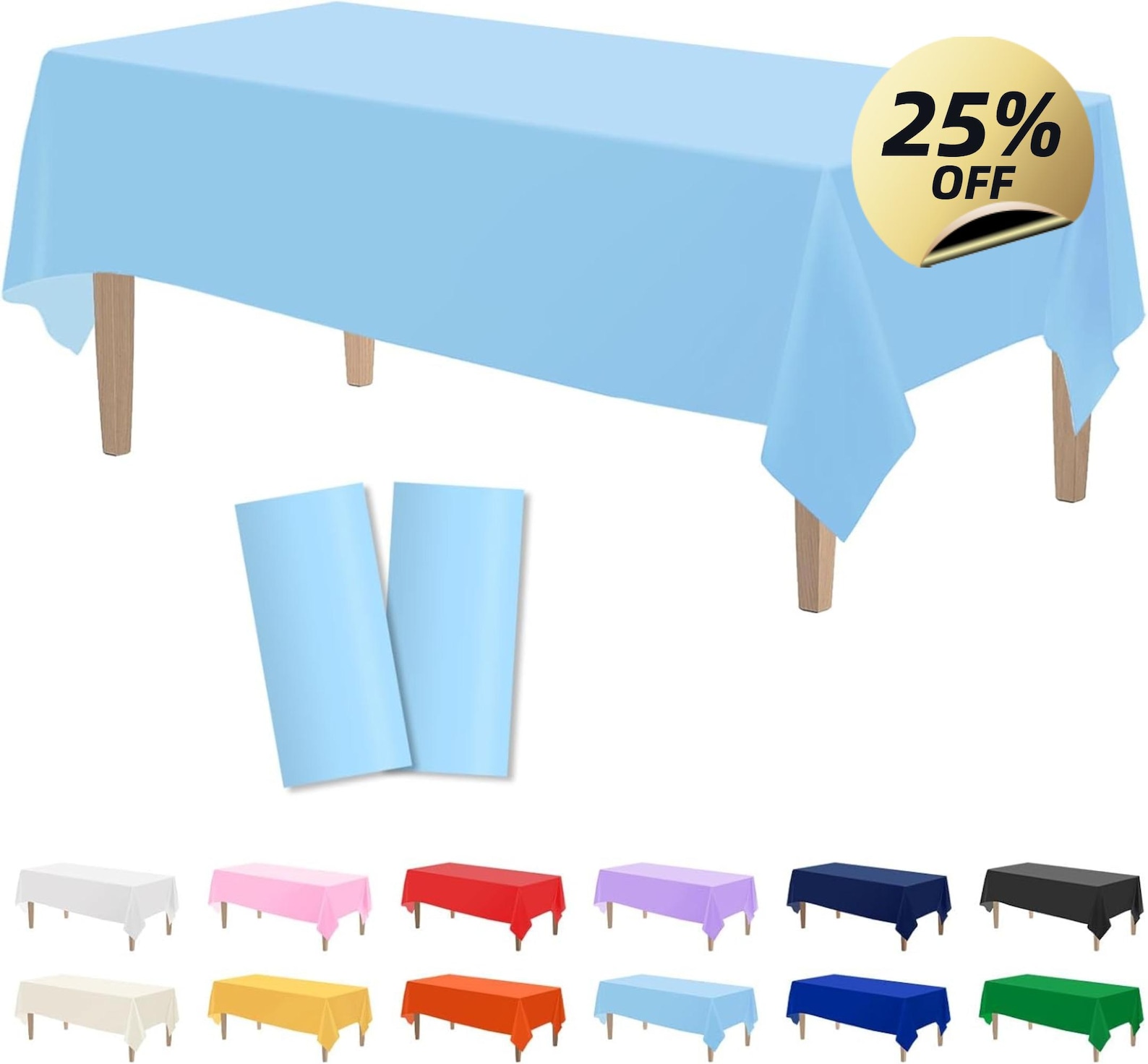 Light Blue Tablecloths Disposable Plastic Tablecovers Waterproof Rectangle Picnic Table Covers for Birthday Wedding Party Supplies