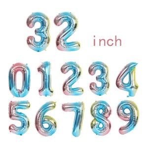 32Inch Number Balloons 0-9 Large Foil Helium Balloon Alphabet Adult Birthday Baby Shower Mylar Giant Balloon Party Decoration Wedding
