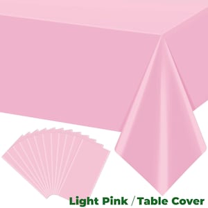 Light Pink Plastic Tablecloths for Rectangle Tables Disposable Waterproof Table Cover for Birthday Bridal Wedding Baby Shower Party Decor