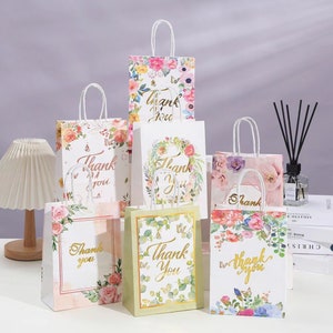 12PCS Gift Wrap Kraft Paper Bags Party Favor Shopping Bags Christmas Baby Bridal Shower Wedding Kids Birthday Thank You Foil Bachelorette