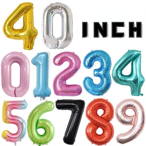 40Inch Number Balloons 0-9 Large Foil Helium Balloon Alphabet Adult Birthday Baby Shower Mylar Giant Balloon Party Decoration Wedding