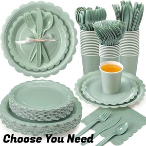 Disposable Party Tableware Set - Plates, Cups, Napkins, Cutlery - Biodegradable & Eco-Friendly Options