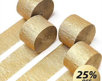 Gold Crepe Paper Streamers for Wedding Birthday Baby Shower Engagement Anniversary New Year Eve Graduation Party Decor