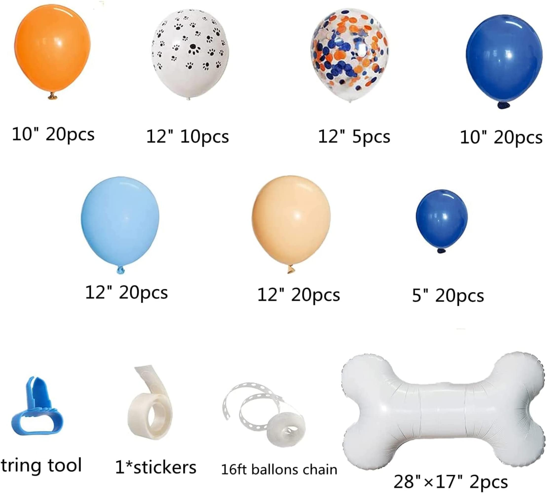 Orange Blush Dog Paw Balloon Arch with Bone Shaped Foil Balloons