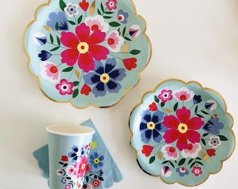 Talking Tables Vintage Tea Party Tableware Floral Paper Plates Napkins Cups Disposable Dinnerware Weddings Bridal Showers Baby Birthday