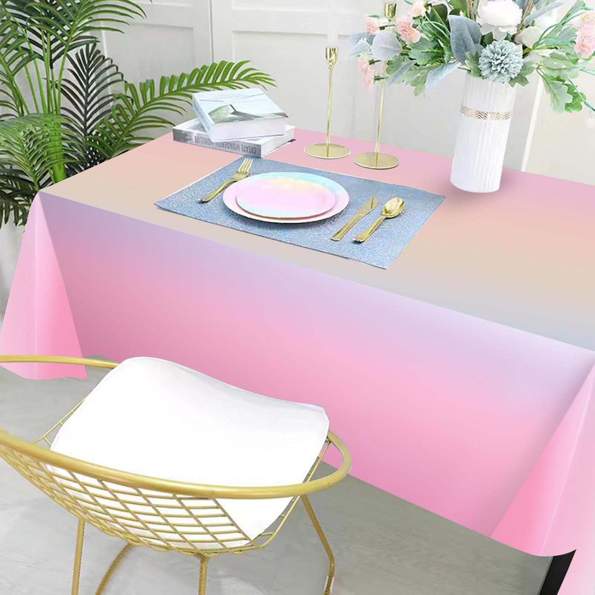 2er-Pack Einweg-Tischdecken Regenbogen Pastell – Wasserdicht, 137 X 274 Cm, Perfekt Für Geburtstage, Hochzeiten & Picknicks