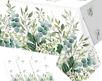 Eukalyptus Blatt Kunststoff Tischdecken für Rechteck Einweg wasserdichte Tischabdeckung für Geburtstag Braut Hochzeit Baby Shower Party Decor