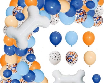 Party Ballon Girlande Kit Blau Orange Blush Hund Pfote Ballon Bogen mit Knochenförmigen Folienballons Mädchen Junge Cartoon Geburtstag Party Dekorationen