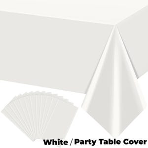 White Plastic Tablecloths for Rectangle Tables Disposable Waterproof Table Cover for Birthday Bridal Wedding Baby Shower Party Decor