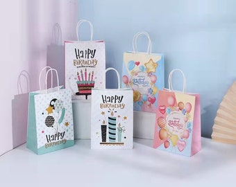 12PCS Gift Wrap Kraft Paper Bags Party Favor Shopping Bags Christmas Baby Bridal Shower Wedding Boy Girl Birthday Goodie Candy Small Bags