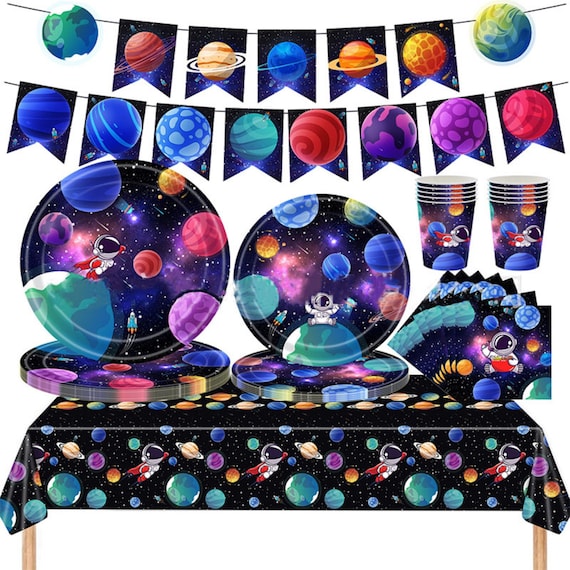 Assiette Jetable Bleu Marine PARTY GO 50 Assiettes De Fête Colorées, 23cm Pour Garçons Et Filles Décoration D'anniversaire Vaisselle En Papier Assiettes Carton Dorées