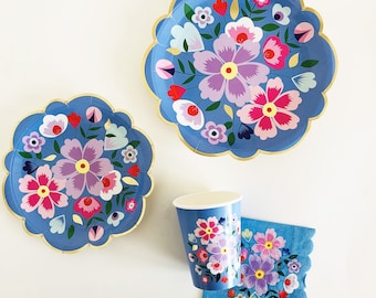 Talking Tables Vintage Tea Party Tableware Floral Paper Plates Napkins Cups Disposable Dinnerware Weddings Bridal Showers Baby Birthday