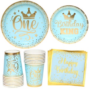 Einweg Geschirr 1st Birthday Decor Boy Blue One Birthday Party Geschirr Erstjahr Dekorationen Pappteller Tassen Besteck