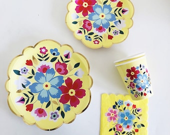 Talking Tables Vintage Tea Party Tableware Floral Paper Plates Napkins Cups Disposable Dinnerware Weddings Bridal Showers Baby Birthday