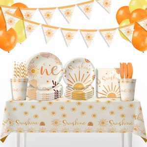 Primo viaggio intorno al sole Festa del sole Stoviglie Baby Shower Stoviglie monouso Bicchieri di carta Tovaglioli Piatti Decorazione Boho per il 1° compleanno
