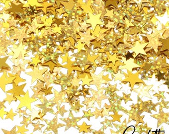 Confeti de estrellas con purpurina de 120 g, confeti de mesa metálico para decoración de fiestas, bodas, cumpleaños, festivales y manualidades, 10/6 mm, dorado brillante.