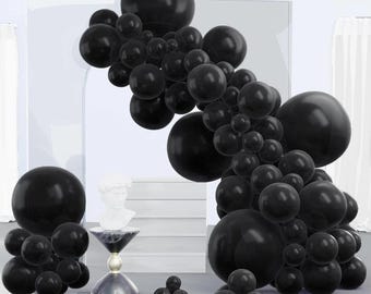 140 PCS Matte Black Latex Balloon Arch Kit Garland for Graduation Halloween New Year Anniversary Birthday Party Decorations
