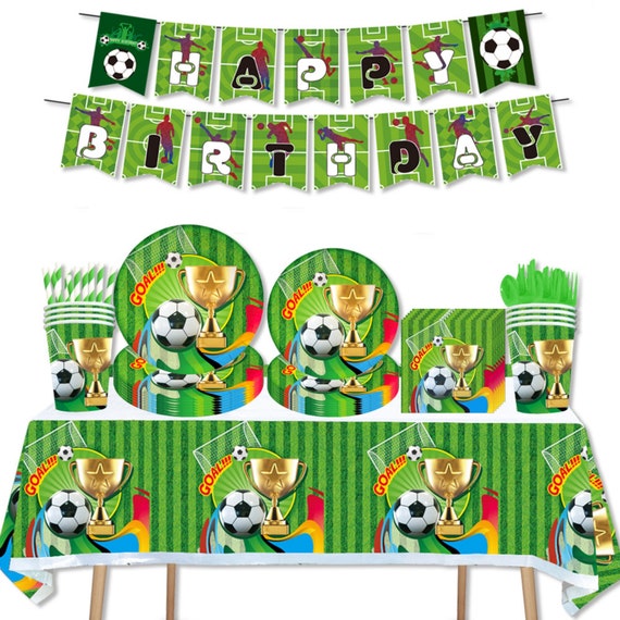 100 Stk. Fußball-Partygeschirr – 9-Zoll-Teller & Servietten Mit Rugby-Feld-Design