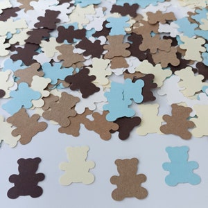 Azul Kraft Marrón Oso de peluche Mesa Papel Confeti Sprinkles Dispersión Aniversario Baby Shower Fiesta Decoraciones Niño Niña Cumpleaños Suministros